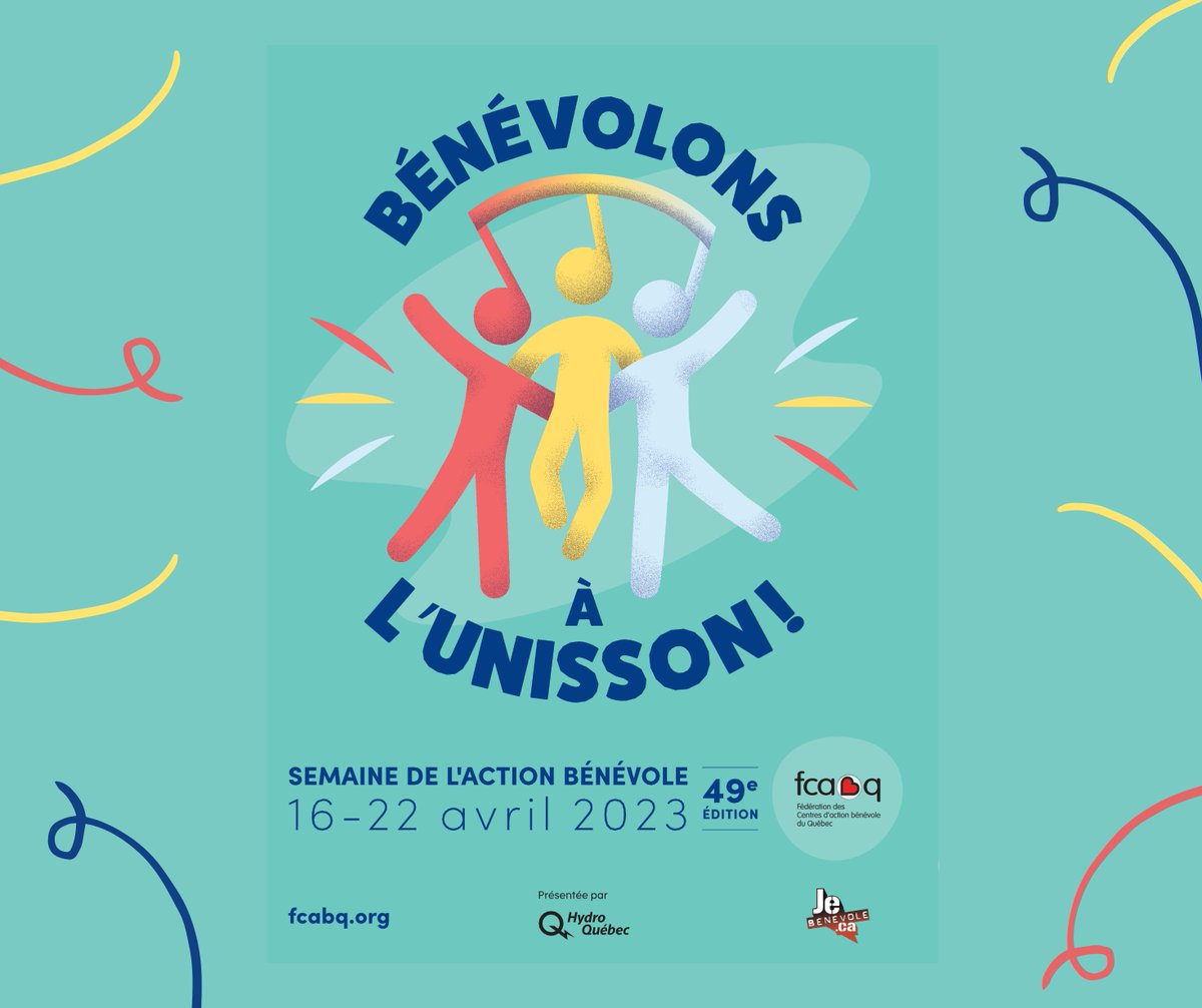 C’est aujourd’hui que débute la Semaine de l’action bénévole sous le thème « Bénévolons à l’unisson!»👫

Du 16 au 22 avril, l’action bénévole rayonnera de part et d’autre de la province, dans une ambiance festive et rassembleuse. 🎉🎈