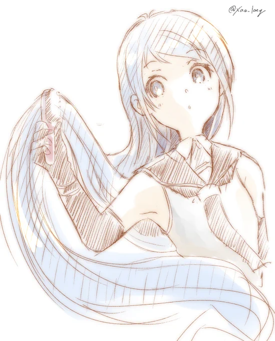 五月雨さん。髪が長いとお手入れも大変です。 #艦これ版深夜の真剣お絵描き60分一本勝負 #艦これ版真剣お絵描き60分一本勝負_20230416 