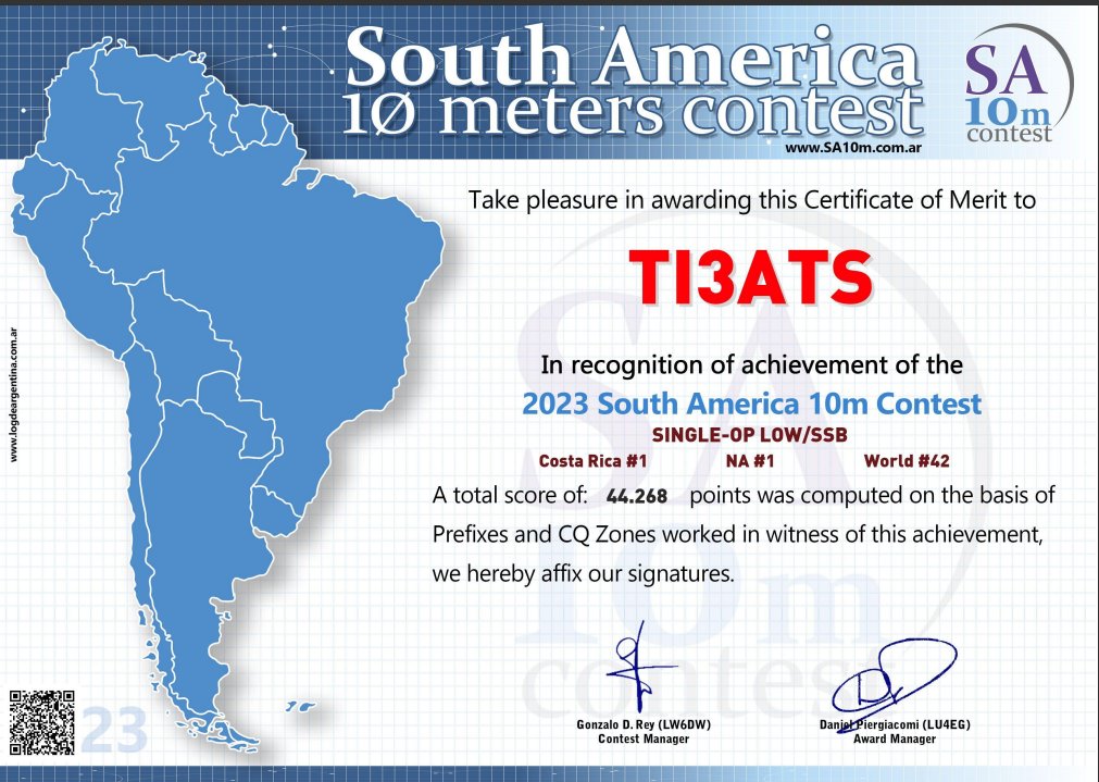 OctavioAraya's tweet photo. SA 10m 2023 SSB
#1 Costa Rica #1 North America #42 World
Single Op, Low Power !
#HamRadio #10m #Contesting #TI3ATS https://t.co/SjHltrXP4h