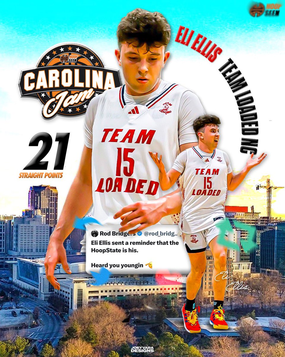 Eli Ellis <a href="/EliIsaacEllis/">TheEllisBrothers</a> goes for 21 straight points to start the game in the W over Team United yesterday at the <a href="/hoopseen/">HoopSeen</a> Carolina Jam in Raleigh. Eli ended up with 28pts 5 ast while Isaac chipped in 18pts.
.
.
📸 Photographer: @basportdesigns 
🎨 Edit: <a href="/joeyv_media/">Joey Vara Designs</a>