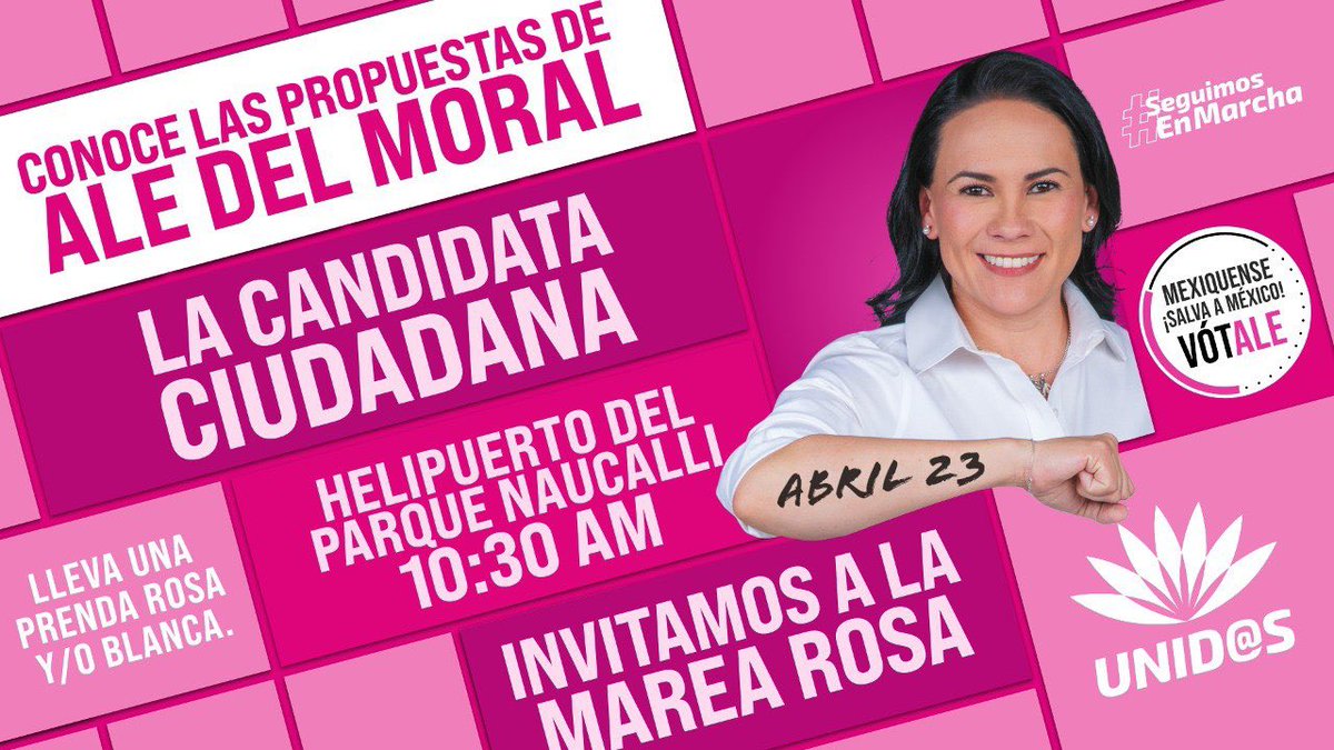 ClaudioXGG's tweet photo. Acompáñanos este 23 de abril a apoyar a Ale del Moral, la candidata de la ciudadanía. https://t.co/6Gs2bfv2U4