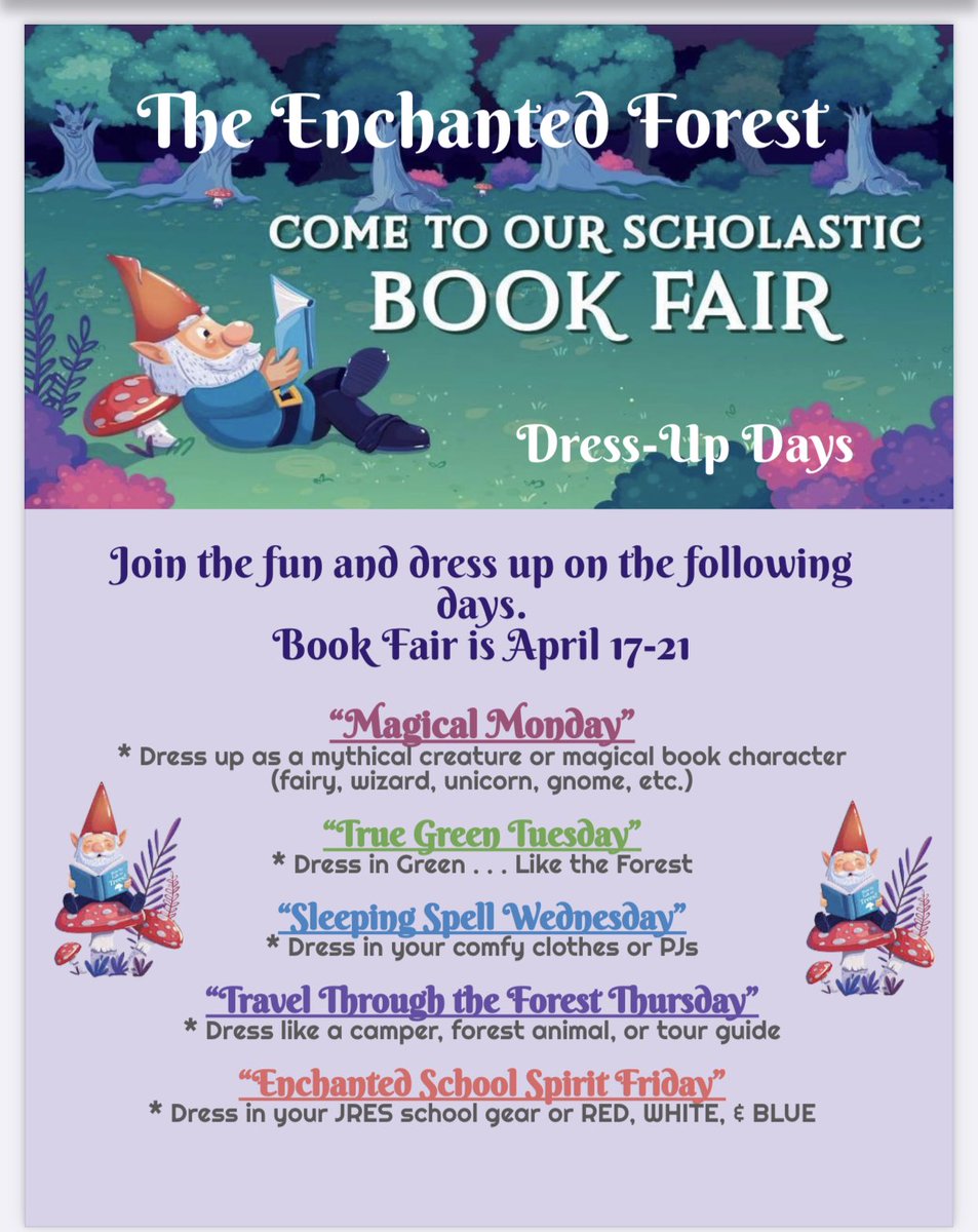 Let's celebrate Book Fair Week with dress up days! <a href="/JresRockets/">JRES</a>