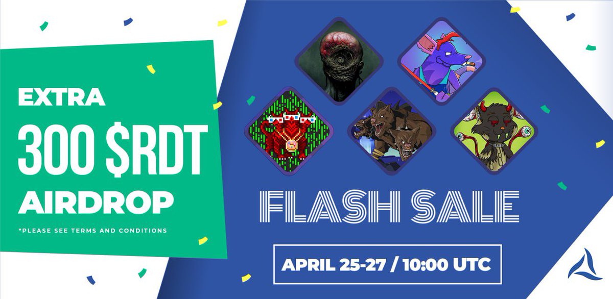 ⚡️ FLASH SALE

🤑 free 300 (!) $RDT Airdrop 

🗓️ 25.04. - 27.04.23
⏰ 10:00 - 10:00 UTC

Every cashback-eligible-purchase from our partners within a very limited time period will receive a free special airdrop! 

🧵how to claim 👇 1/3