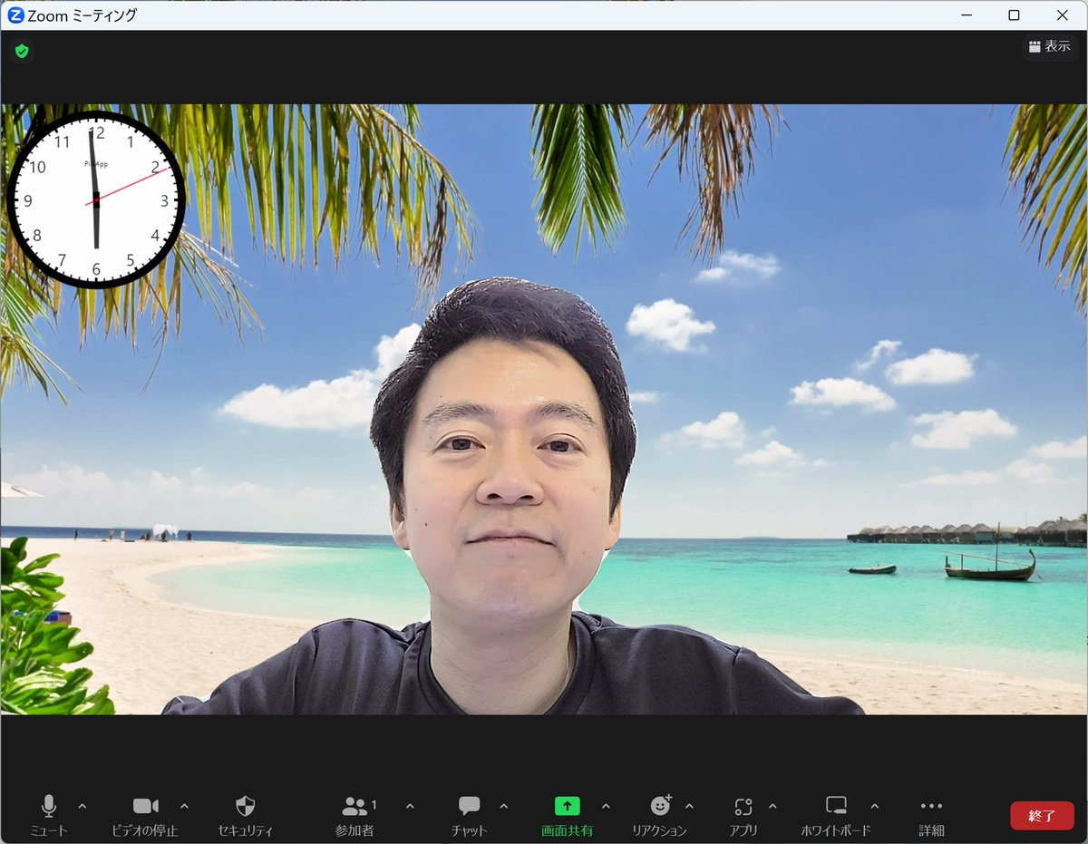 GN_kobetsu's tweet photo. zoomの画面に
現在時刻を表示する🕰️を表示させる事に成功しました。
だから何?って感じですが😅少し苦戦しました。
#obs_studio https://t.co/gwUqXTscCm
