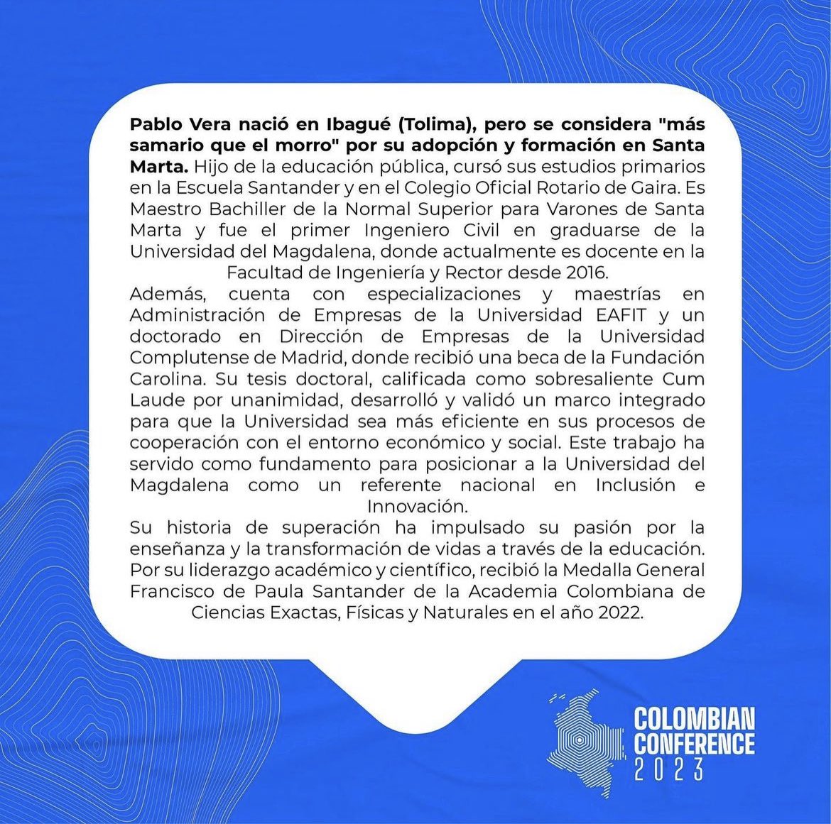 Ing Pablo Vera. Phd (@pverasalazar) on Twitter photo Qué orgullo representar a Colombia en un espacio como este en Harvard University para hablar de la educación pública, los aciertos, los desafíos y lo que se puede hacer mejor.
La transformación de vidas transciende fronteras.
Gracias por la invitación <a href="/ColombianConfer/">Colombian Conference 2021</a> Qué orgullo representar a Colombia en un espacio como este en Harvard University para hablar de la educación pública, los aciertos, los desafíos y lo que se puede hacer mejor.
La transformación de vidas transciende fronteras.
Gracias por la invitación <a href="/ColombianConfer/">Colombian Conference 2021</a>