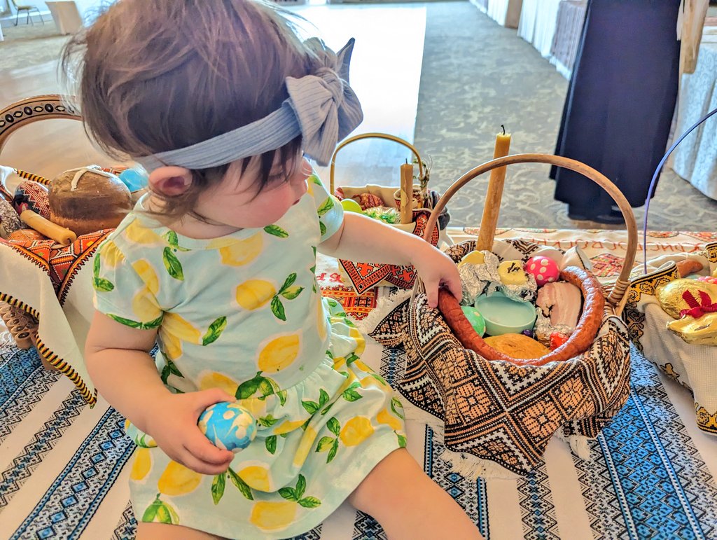 My baby's first Easter Basket Blessing. Clearly a fan of kolbasa. Веселих свят всім #ukrainianeaster