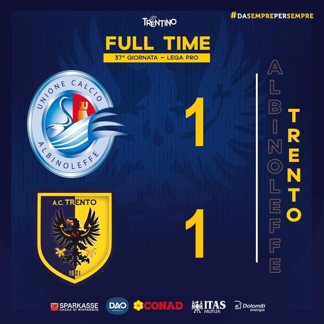 AcTrento's tweet photo. ‼️ 🄵🅄🄻🄻 🅃🄸🄼🄴

⏹️ A Zanica il match termina 1 a 1

🔜 Sabato prossimo si torna al “Briamasco” per affrontare il Novara 

#ALBTRE
#trento #trentino
#DASEMPREPERSEMPRE💛💙 #WeAreTrento https://t.co/zDNpzE8SDA
