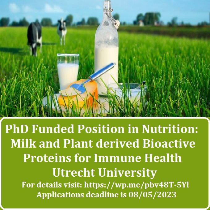Agristok on Twitter "📌 PhD Funded Position in Nutrition Milk and Plant derived Bioactive