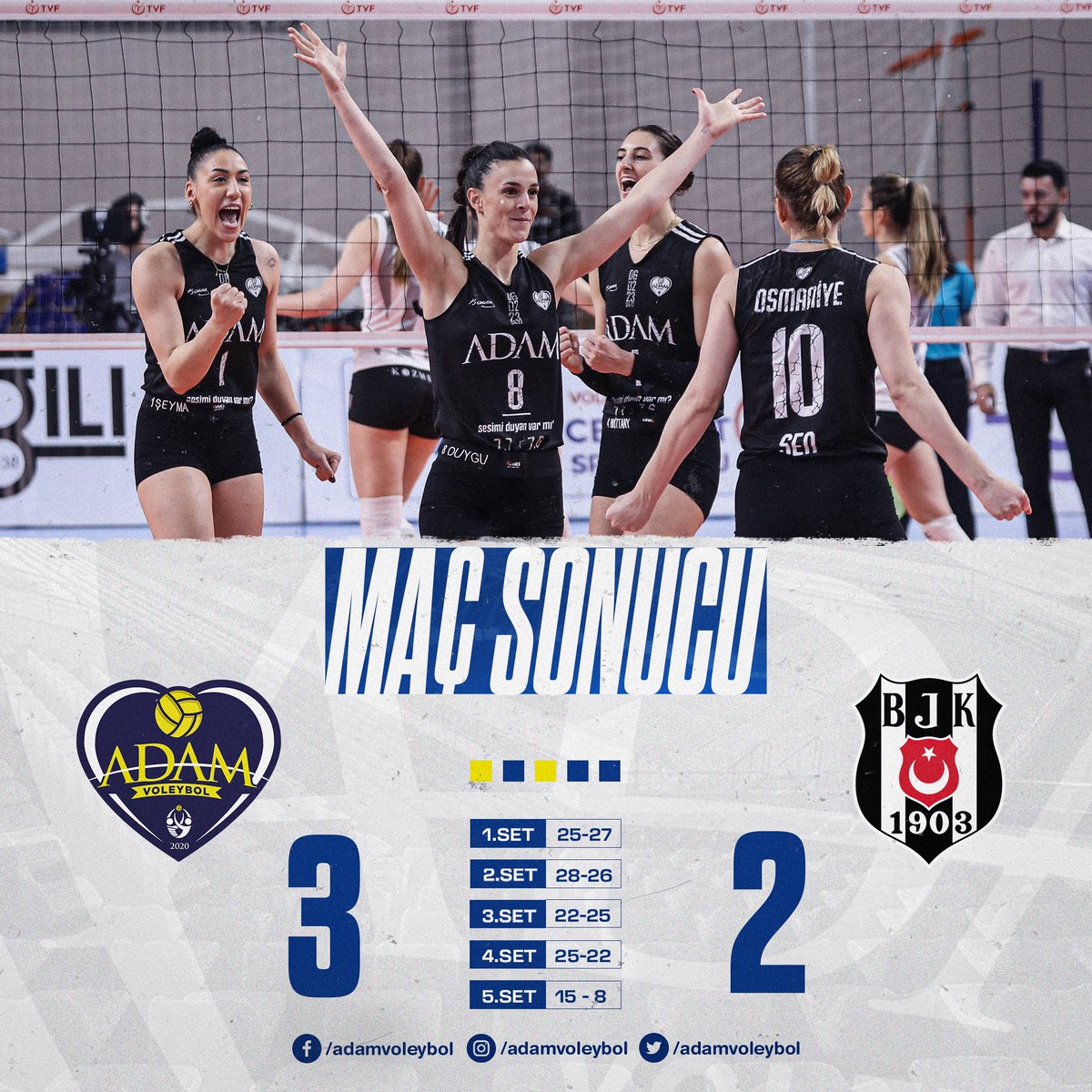 Maç Sonucu | Adam Voleybol 3️⃣ - 2️⃣ Beşiktaş Ceylan 💛💙

#RefuseToLose
