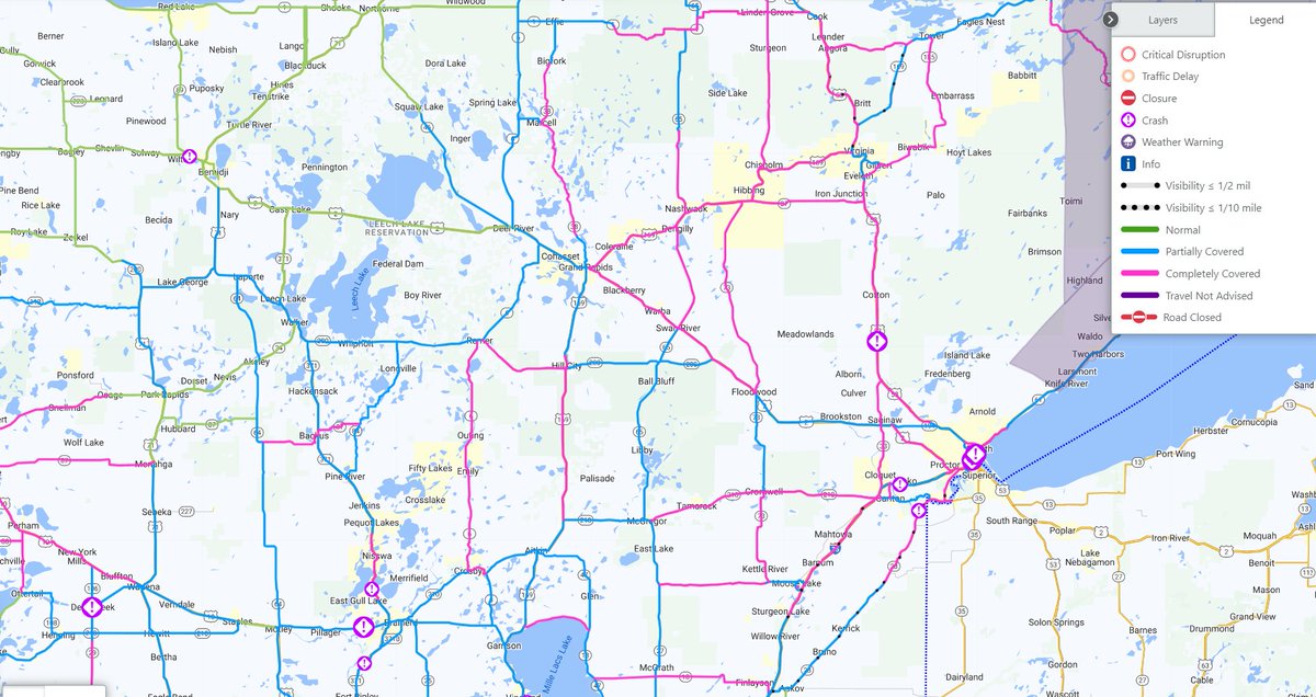 NWSduluth's tweet photo. ❄️🌨️☃️#SlowDown! #ExerciseCaution! @MnDOT reported numerous crashes & spin-outs this morning over cent & northern MN as of 9 AM. Some folks have already put their summer tires on their vehicles and have less traction on this snow than earlier in the winter. #MNwx #WIwx https://t.co/8KGhpJ4LfB