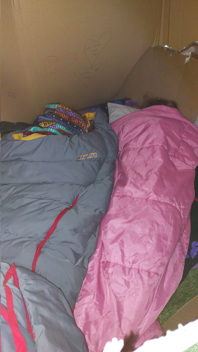 SamBamBradley's tweet photo. Feeling very motivated after @WhitechapelLiv @LivCathedral Sleepout, two of our Warriors decided to continue their campaign and completed another sleepout in our garden last night! They got rained on but through determination, made it through the night. Very proud of them both! https://t.co/qGiGdiaZDz
