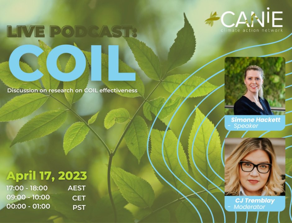 Tomorrow morning (9am CET) grab a coffee ☕️ and tune in to our <a href="/CANIEglobal/">Climate Action Network for International Educators</a> podcast in which I will be discussing my research on COIL with <a href="/CynTremblay/">Paris</a> canie.org/participate/ca…