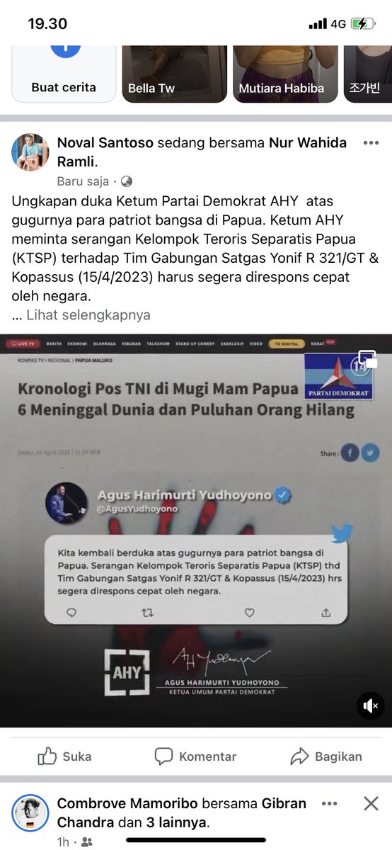 SiNopal06's tweet photo. Ungkapan duka Ketum Partai Demokrat AHY  atas gugurnya para patriot bangsa di Papua. Ketum AHY meminta serangan Kelompok Teroris Separatis Papua (KTSP) terhadap Tim Gabungan Satgas Yonif R 321/GT &amp; Kopassus (15/4/2023) harus segera direspons cepat oleh negara.
#ahy #agusyudhoyono https://t.co/blCg8iukQx