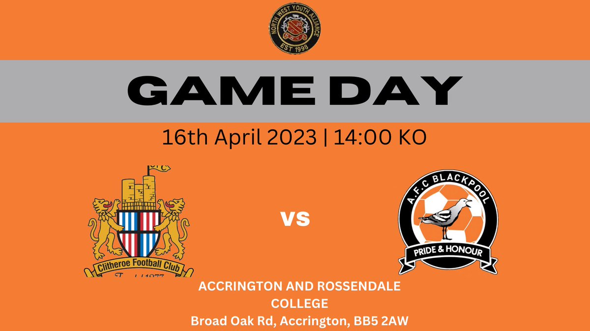 ⚽️ ITS MATCHDAY! And it’s our penultimate match, away against @clitheroefcU18. The last time we met at The Mechs, Clitheroe won 1-2, so the lads are looking to get their revenge. #upthemechs