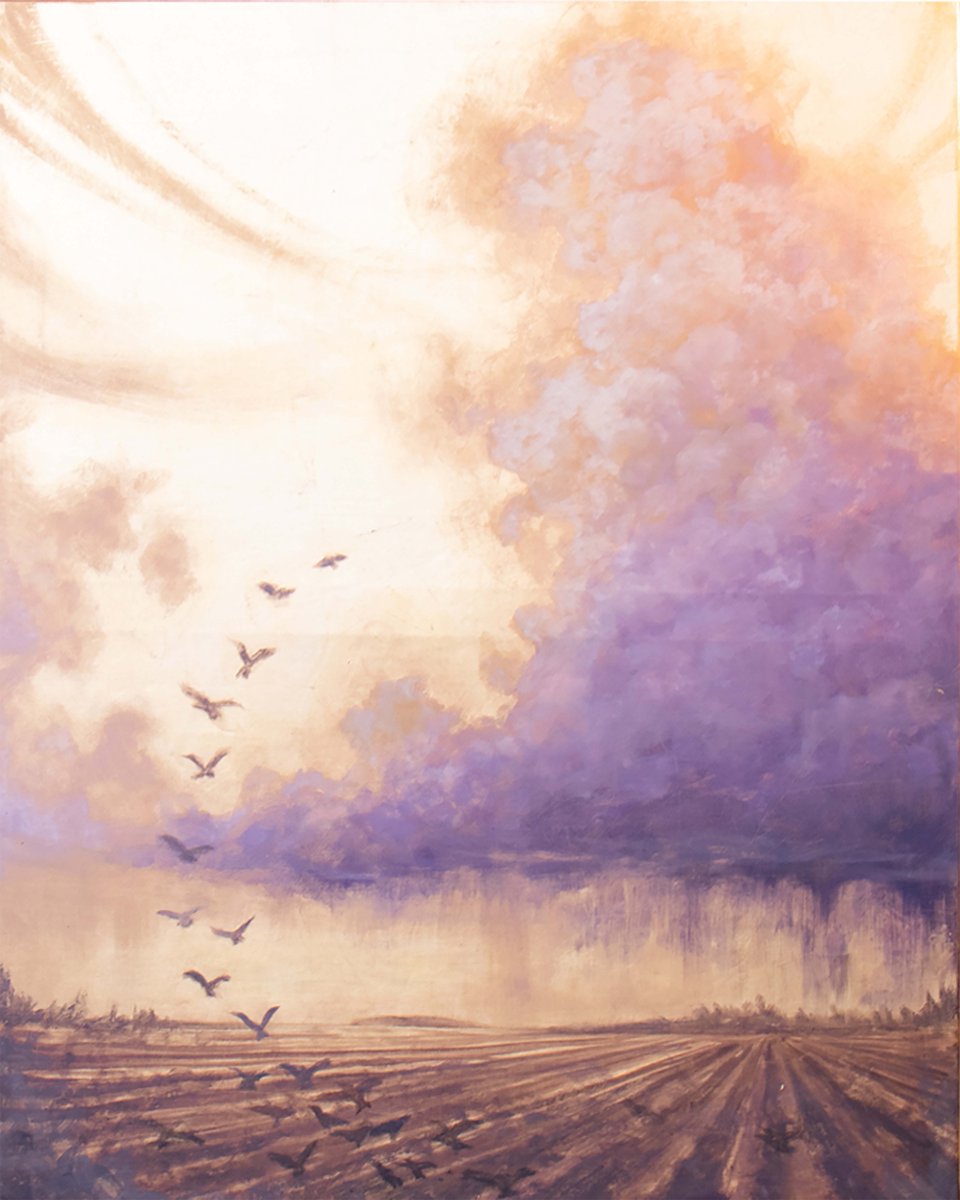 Nothing compares to the fresh air of the natural environment to make you feel alive. Nature is good for the soul and so is art - this skyscape by Sonia Bukhgalter evokes comfort experienced in observing cloud formations and involves an ethereal agricultural environment. #dreamy