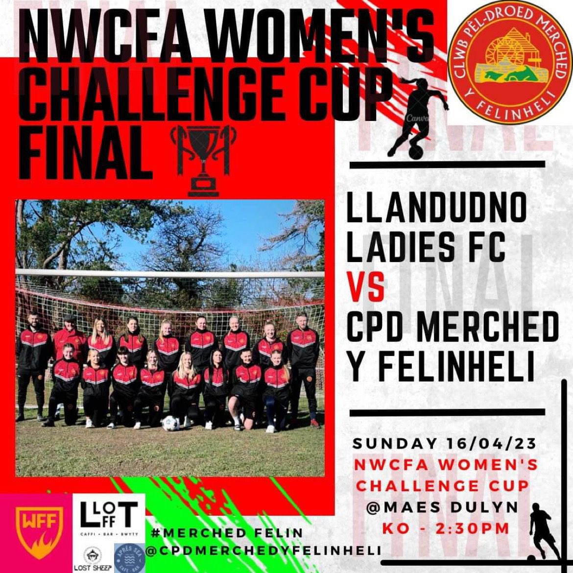 CPD Y Felinheli (@cpdyfelin1977) on Twitter photo Pob lwc i <a href="/Merched_felin22/">CPD Merched Y Felinheli</a> heddiw yn yr NWCFA Women’s Challenge Cup Final. Dewch draw i Maes Dulyn i gefnogi’r genod! 💪🏻🔴🟡🟢
🆚 <a href="/LlandudnoLadies/">Llandudno Ladies FC</a>
🏆 NWCFA Challenge Cup Final
📍 Maes Dulyn
🗓 16.04.2023
⏱ 14:30 Pob lwc i <a href="/Merched_felin22/">CPD Merched Y Felinheli</a> heddiw yn yr NWCFA Women’s Challenge Cup Final. Dewch draw i Maes Dulyn i gefnogi’r genod! 💪🏻🔴🟡🟢
🆚 <a href="/LlandudnoLadies/">Llandudno Ladies FC</a>
🏆 NWCFA Challenge Cup Final
📍 Maes Dulyn
🗓 16.04.2023
⏱ 14:30
