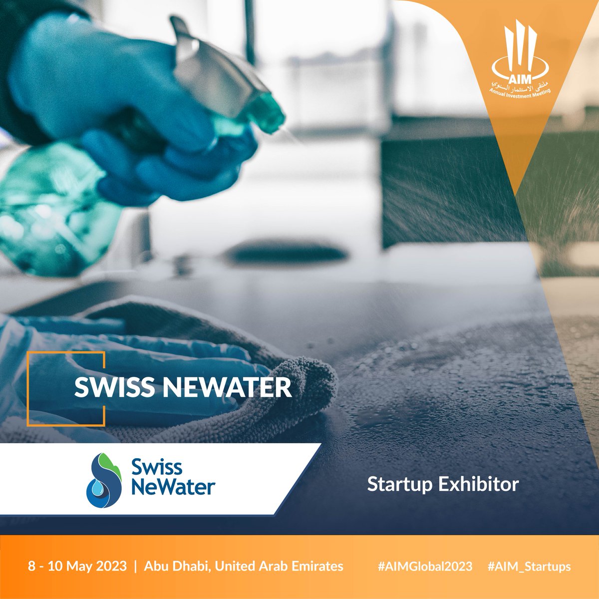 AIM_Congress's tweet photo. We are delighted to announce Swiss NeWater as a Start-Up Exhibitor at #AIMGlobal2023!

Discover innovative green technology for safer, healthier communities.

Register Now!
https://t.co/u6jW81SUx4 ​

#AIM2023 #StartUp #EcologicalTechnology #InfectionPrevention #HygieneSolutions https://t.co/GRf4Tt8Gq1