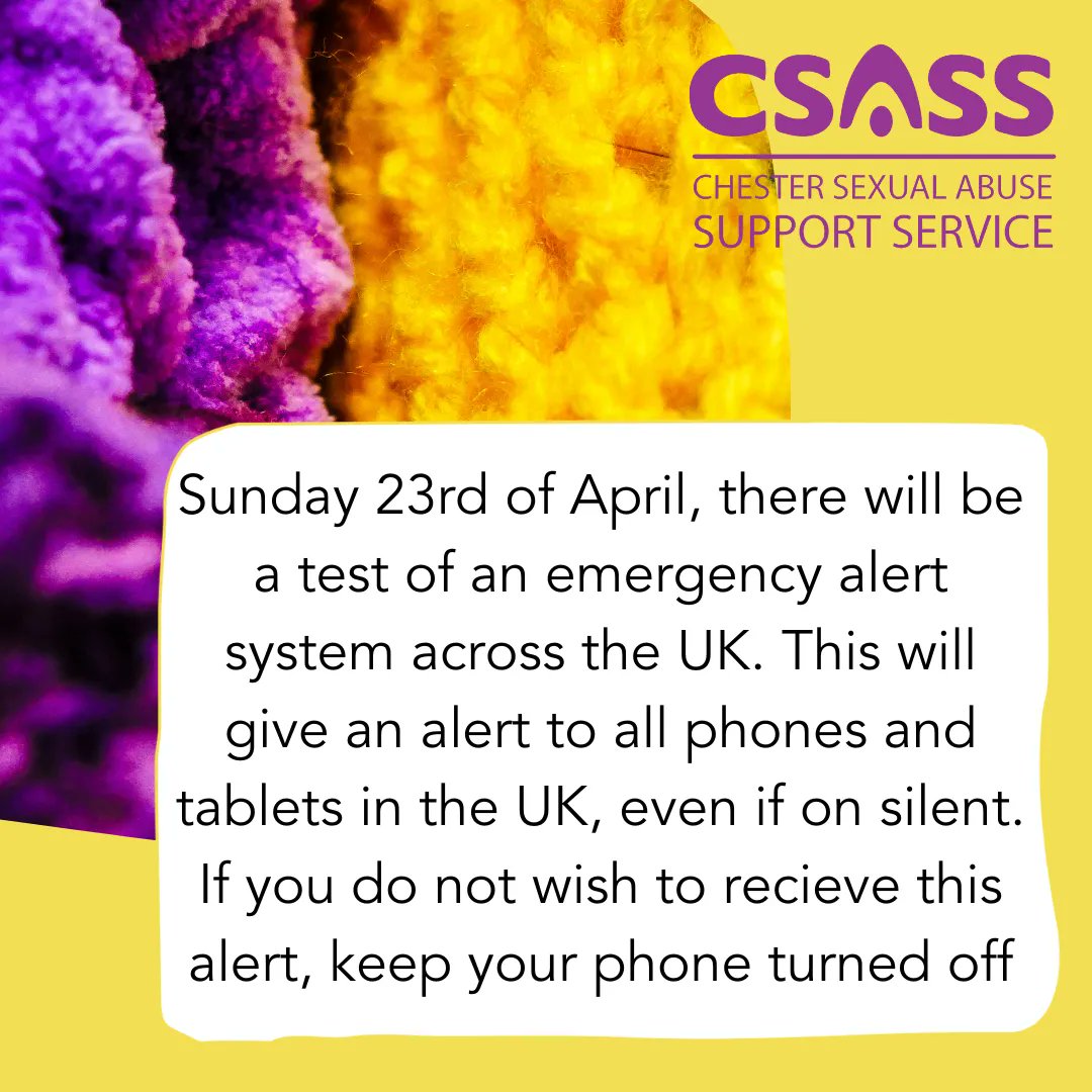 CSASService's tweet photo. If you, for any reason, do not want this alert on your phone, make sure to keep it completely turned off.
#csass #sexualabuse #rapecrisis #survivors #SupportSurvivors #wellbeing https://t.co/sn7qploSUV