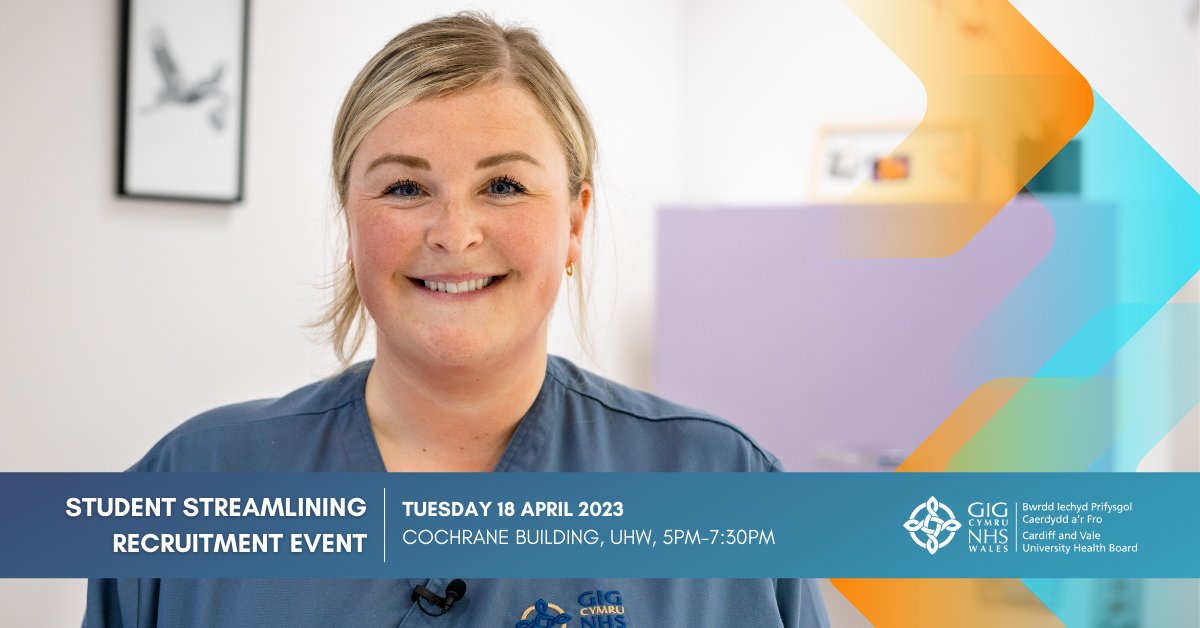 🗓️ 2 days to go!

Our Spring Student Streamlining Event is a great opportunity to find out more about what Cardiff and Vale University Health Board has to offer.

Read more: orlo.uk/V5iDz

#NurseRecruitment