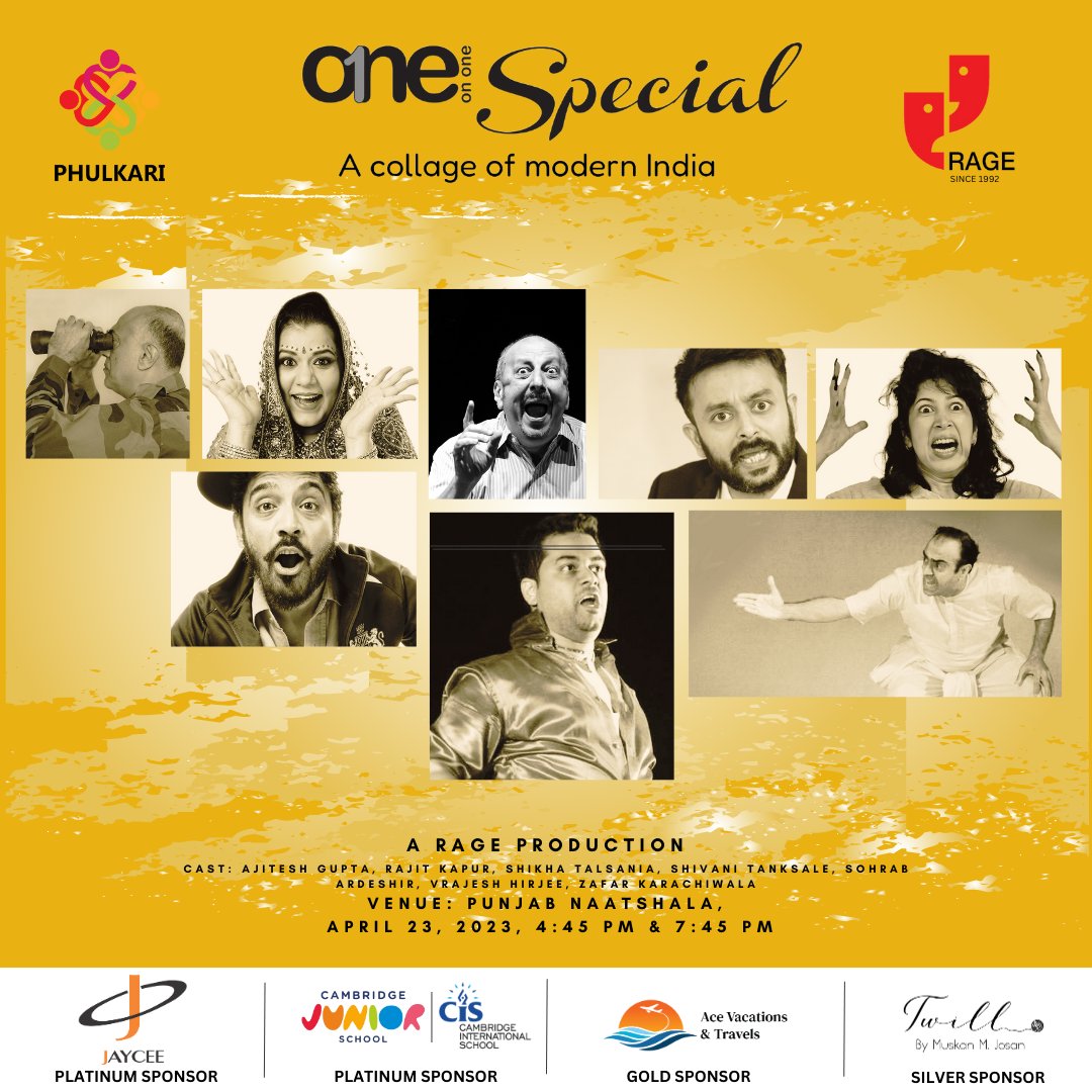 Don't miss the best of Indian theatre with One on One by Rage Productions- a night of monologues and duologues covering topics from marriage to Bollywood. With humor and heartfelt performances, it's a refreshing slice of urban life! #IndianTheatre #Humor  #Amritsar #PhulkariWOA