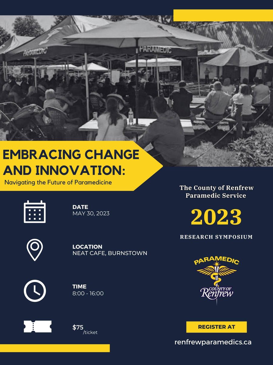 Renfrew Paramedic Research (@renfrewresearch) on Twitter photo Spots will be limited! Stay tuned for registration details! ☀️ Spots will be limited! Stay tuned for registration details! ☀️