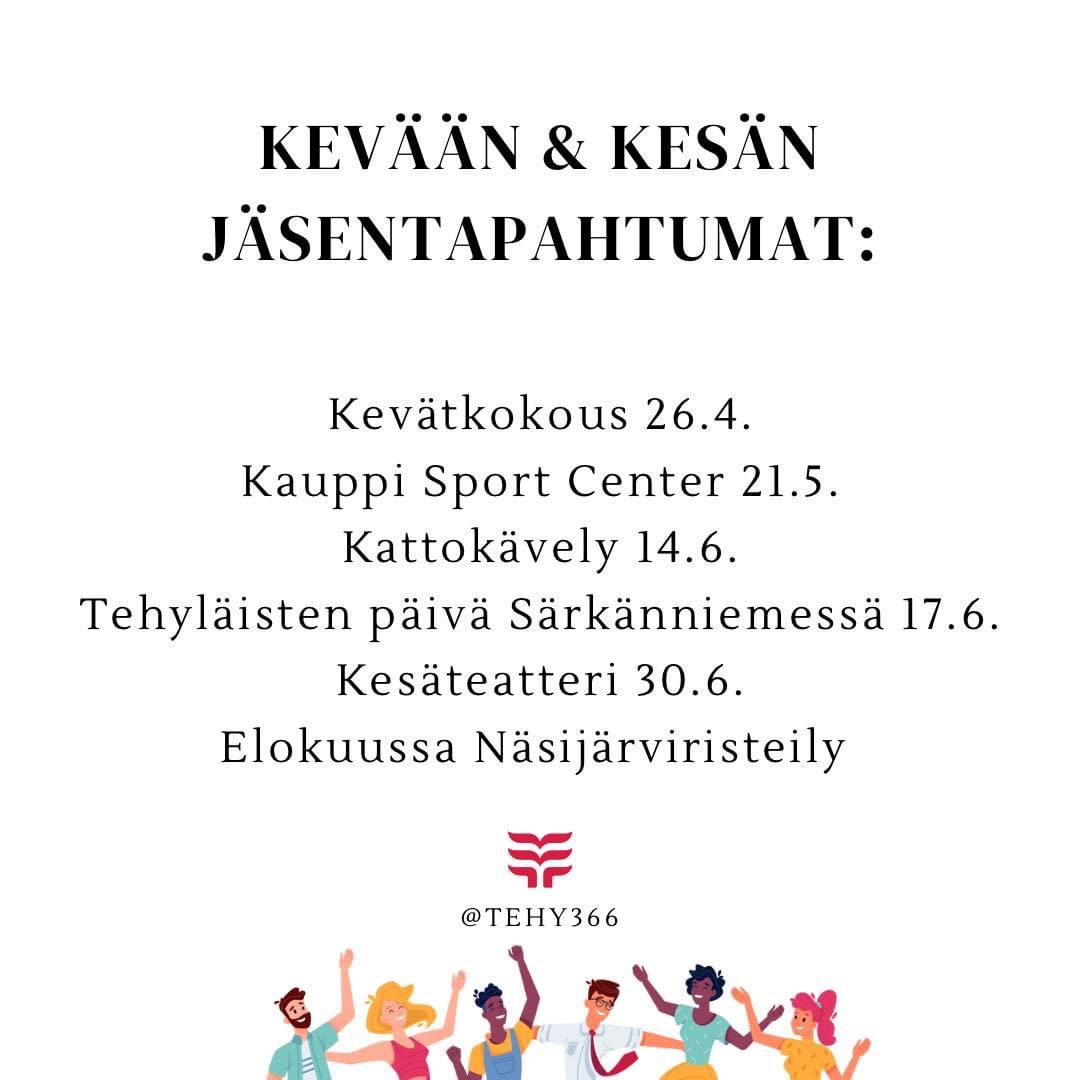 Tehy380's tweet photo. Nappaa talteen kevään ja kesän jäsentapahtumien päivämäärät!

Jokaisesta tapahtumasta lisäksi erillinen tiedote ja ilmoittautuminen.

#tehynao366 https://t.co/t0RqfI0J5Y