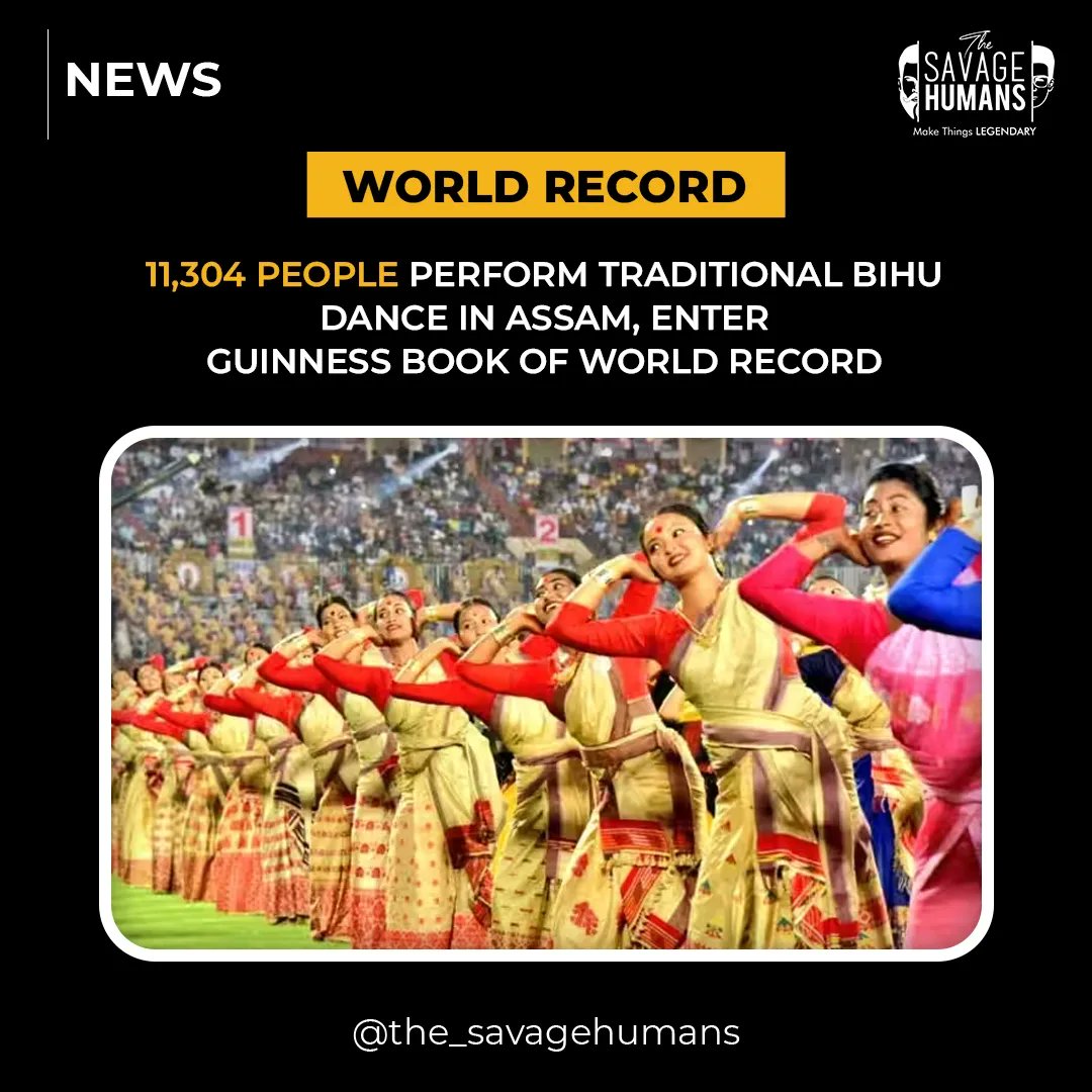 savage_humans's tweet photo. Assam on Thursday created a world record with 11,304 dancers and drummers performing Bihu dance at a single venue, Chief Minister Himanta Biswa Sarma said. Bihu dance will also be performed before Prime Minister Narendra Modi on Friday.
#tsh #bihudance #pmmodi #worldrecord #assam https://t.co/iX827jZ0ij