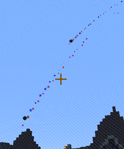 Ca match pas trop mal ! 😍

En bleu, la trajectoire des l'ender pearls
En rouge, celle d'une entité dont le vecteur de déplacement est calculé via des scores et déplacé via des /tp

Ce système permet de modifier la façon dont de comporte la collision de l'ender pearl

~LRF