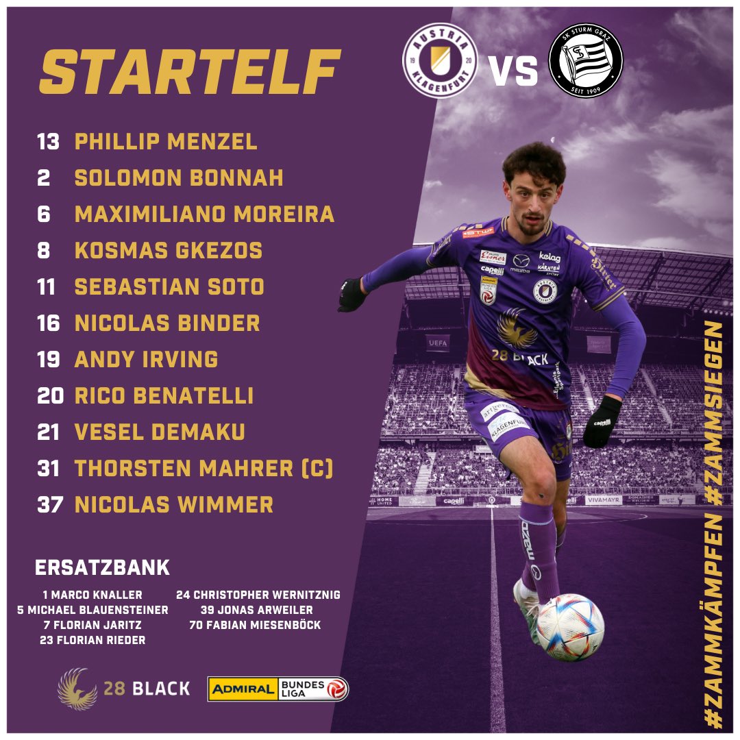 austria_sk's tweet photo. Diese Elf schickt Trainer Pacult ins Spiel gegen @SKSturm! #SKASTU https://t.co/yNgHr8oMqZ