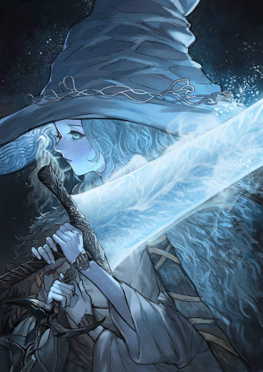 ranni the witch 1girl weapon hat witch hat extra arms sword blue skin  illustration images