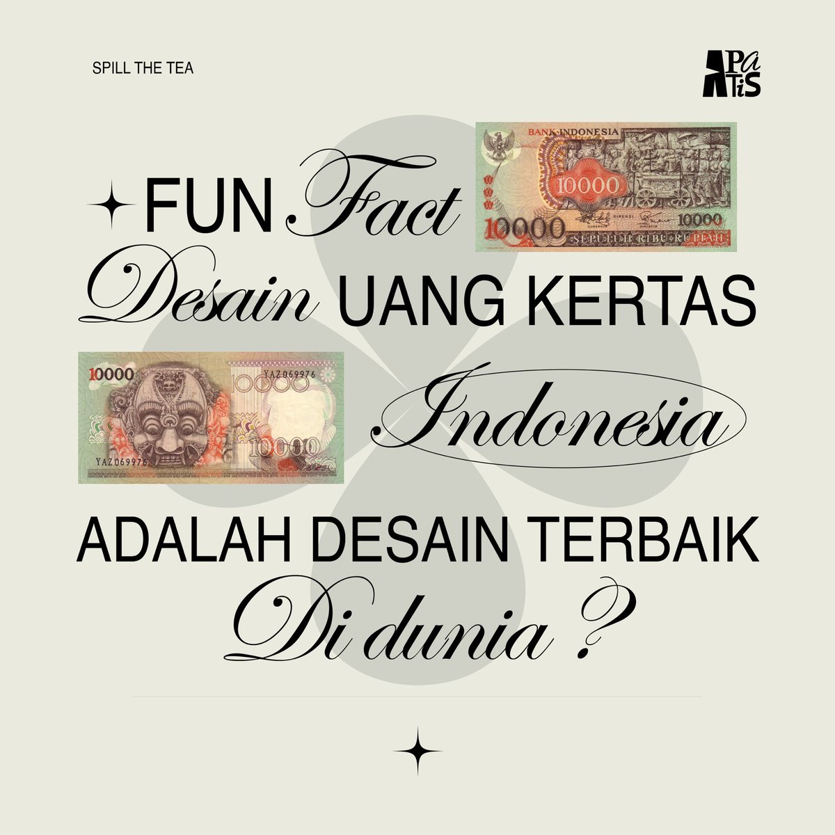 apatis_tgp's tweet photo. Hi fellas👋

Ada informasi terbaru lagi nih, kalian tahu gak sih kalau desain uang kertas Indonesia pernah menjadi desain uang terbaik di dunia?
Yups ini merupakan desain hasil karya Junalies yang rilis pada tahun 1975 silam. 

#APATIS2023 #ExhibitionJakarta #JakartaEvent https://t.co/V6SFiIeIqU