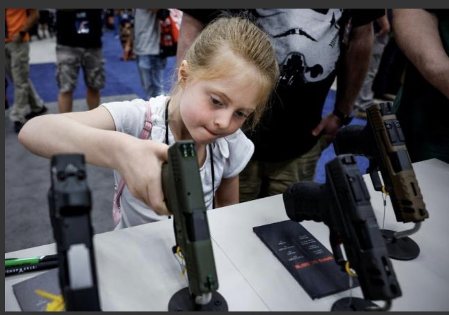 Photos of children handling guns at the NRA annual meeting in Indianapolis this weekend by @evelynpix at @Reuters. Gun violence is now the leading cause of death of children in America.