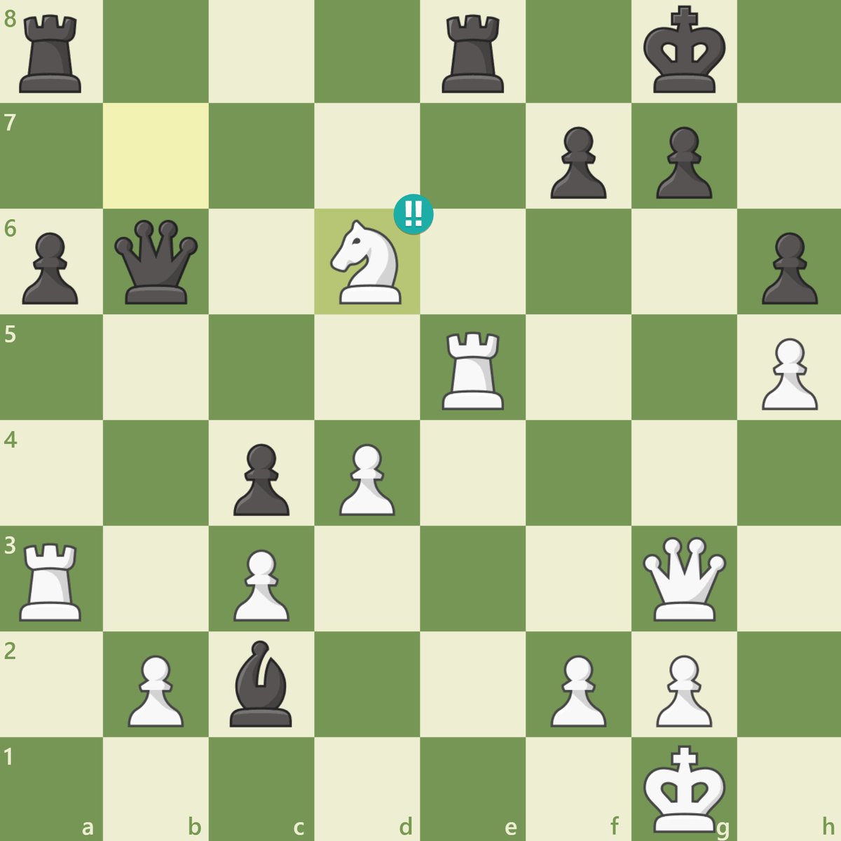 GreenPawns's tweet photo. Quick awareness test: Why is it a huge blunder for Black to capture the white knight with the queen? 

#NepoDing https://t.co/BHyVN300UX