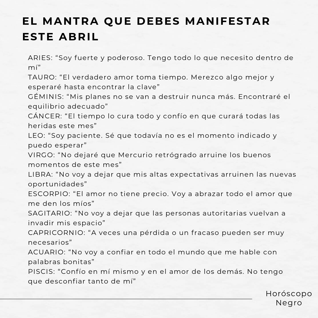 horoscoponegro's tweet photo. El mantra que debes manifestar este abril 🔮✨ https://t.co/WQ5lP0KNm0