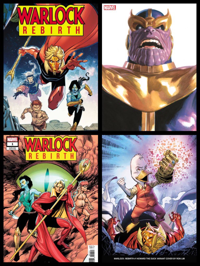 New ✨#MarvelCosmic✨ #comics this week for #NCBD (4/19/23)
✨
Warlock Rebirth #1 (of 5)
✨
W-#RonMarz,A-#RonLim
✨
A-#RonLim
B-#AlexRoss
C-#AlanDavis
D-#RonLim
✨
#AdamWarlock #Gamora  #PipTheTroll #GenisVell #Legacy #Thanos #HowardTheDuck #Marvel #MarvelComics