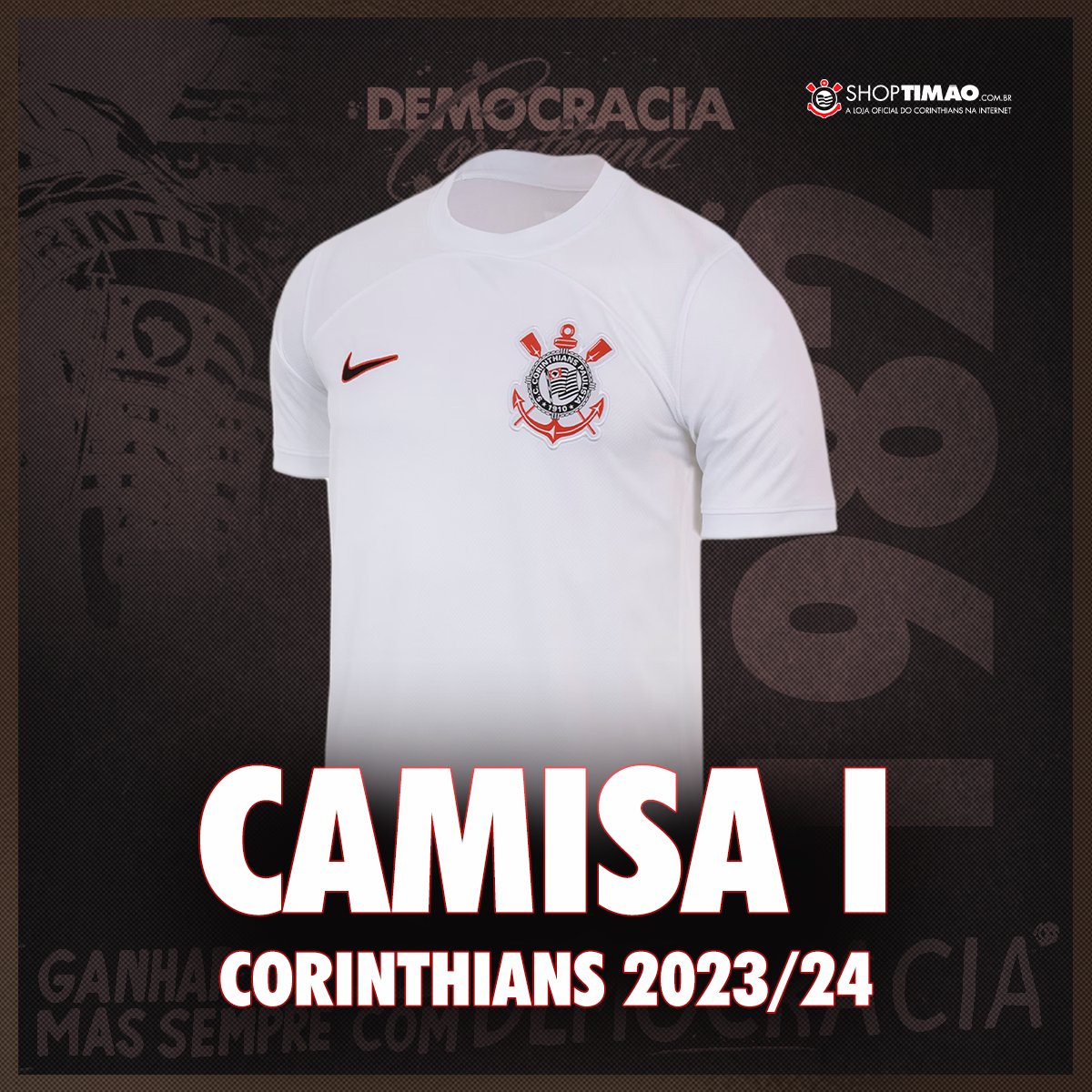 Corinthians's tweet photo. Dia de estreia no Brasileirão e dia de estreia do novo manto alvinegro!

Democracia é o poder da arquibancada ✊🏴🏳 

👉 Já garante o seu na ShopTimão pra torcer trajado >>> https://t.co/oHwvPmf3LB https://t.co/EIthPyxf70