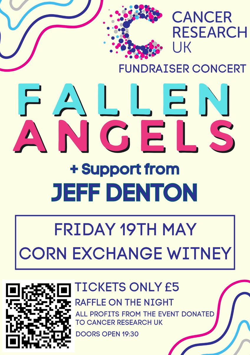Please come and support this fund raiser.
Cancer is relentless and touches everyones lives at some point whether that's personally or indirectly.
#CancerResearch #witney
#cornexchange #charity