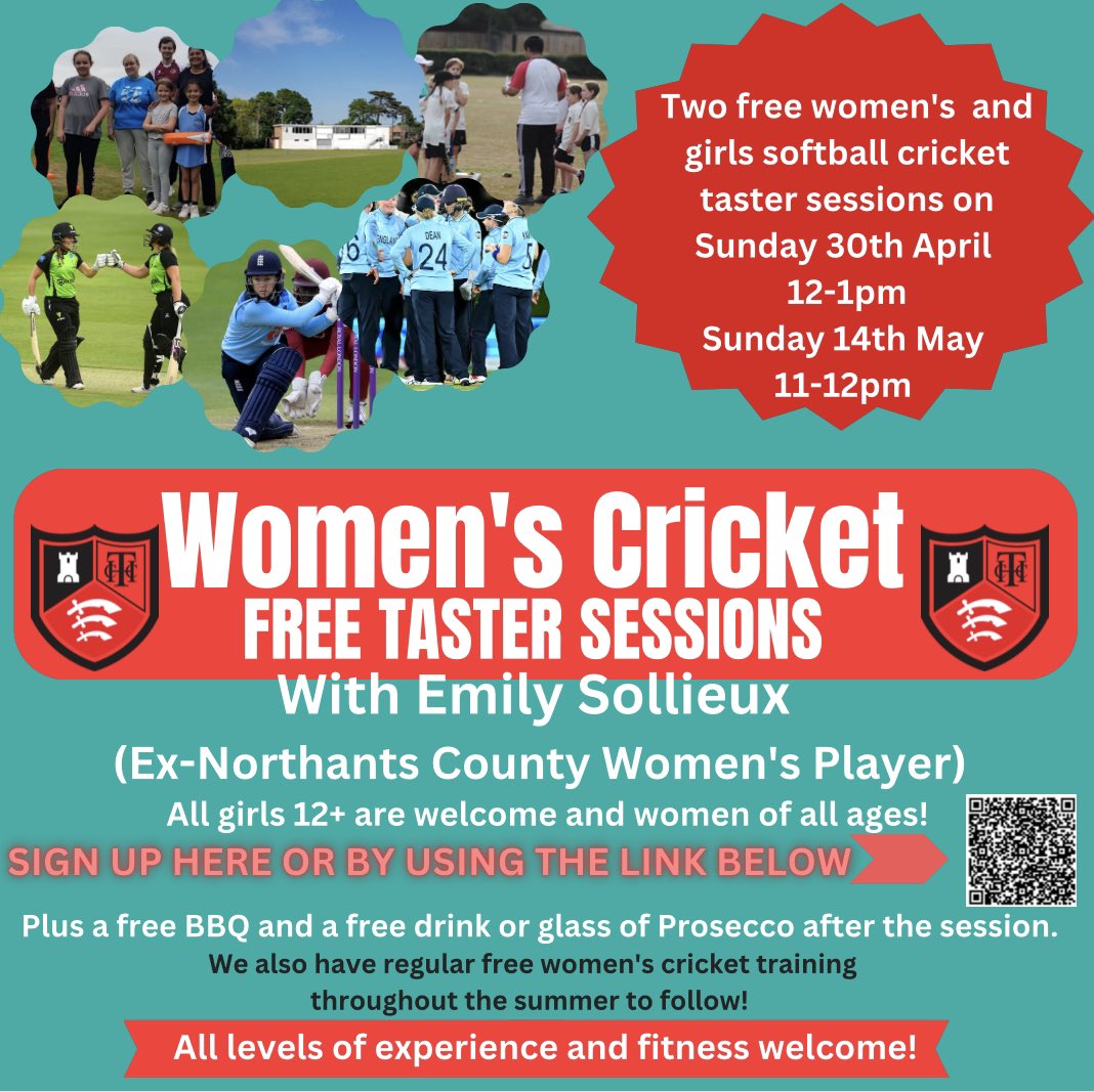 Why not come along to one of our free women’s &amp; girls taster sessions
No experience required, just try something new with your friends
The sessions are by Ex-Northants County player Emily Sollieux, and will also include a BBQ and free drink!

Sign up now:
rb.gy/ozwz5
