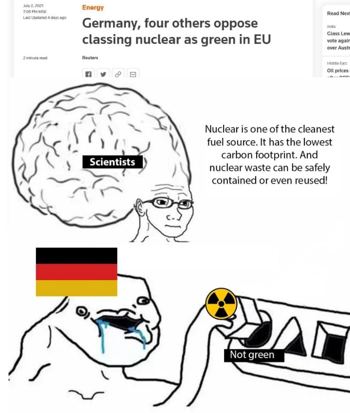 LogKa11's tweet photo. Your must be having some terrible sex if you’re getting more enjoyment out of shutting down nuclear plants. 

These people got paranoid over nuclear energy because they watched HBO’s Chernobyl once. 

 The funny irony is that coal plants release 10x more radiation than nuclear plants