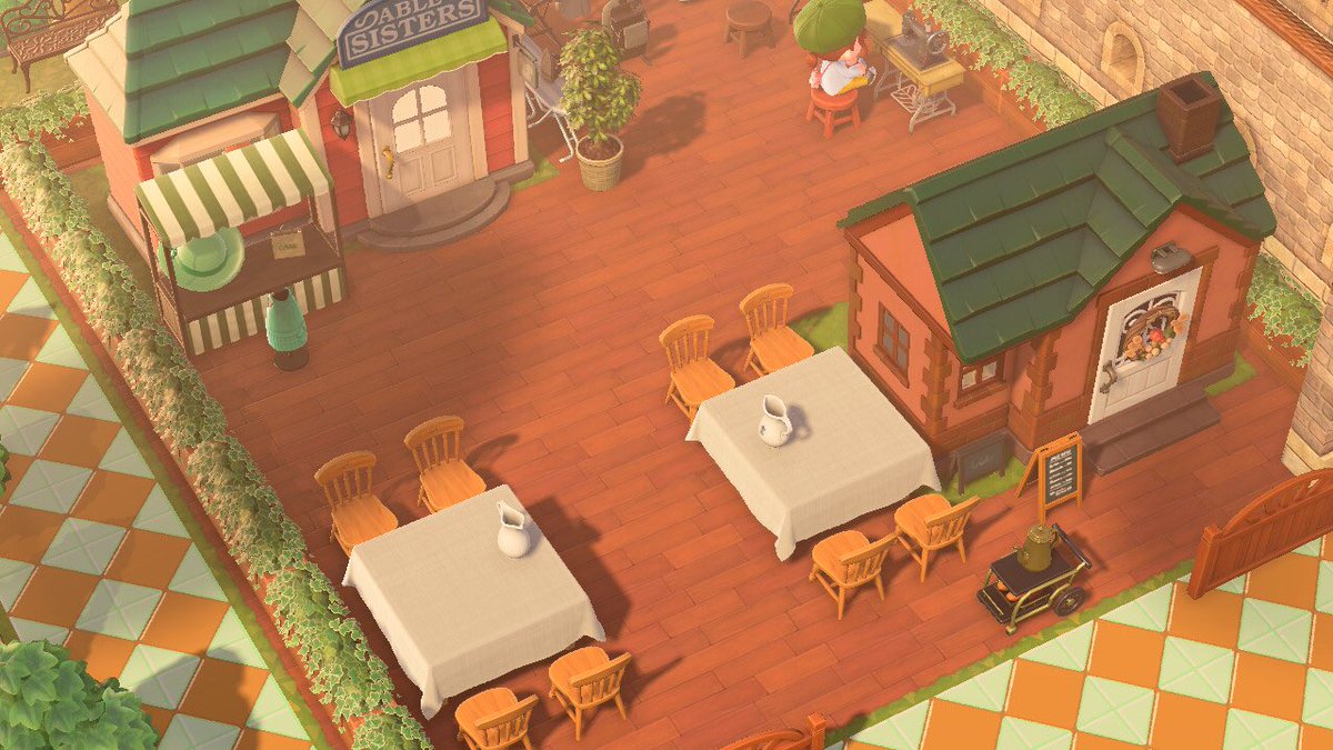 家庭科エリアです🧶エイブル側は裁縫系、サブリナさんのお家は料理系に改装しました！
#ACNH
#AnimalCrossing 
#島クリ