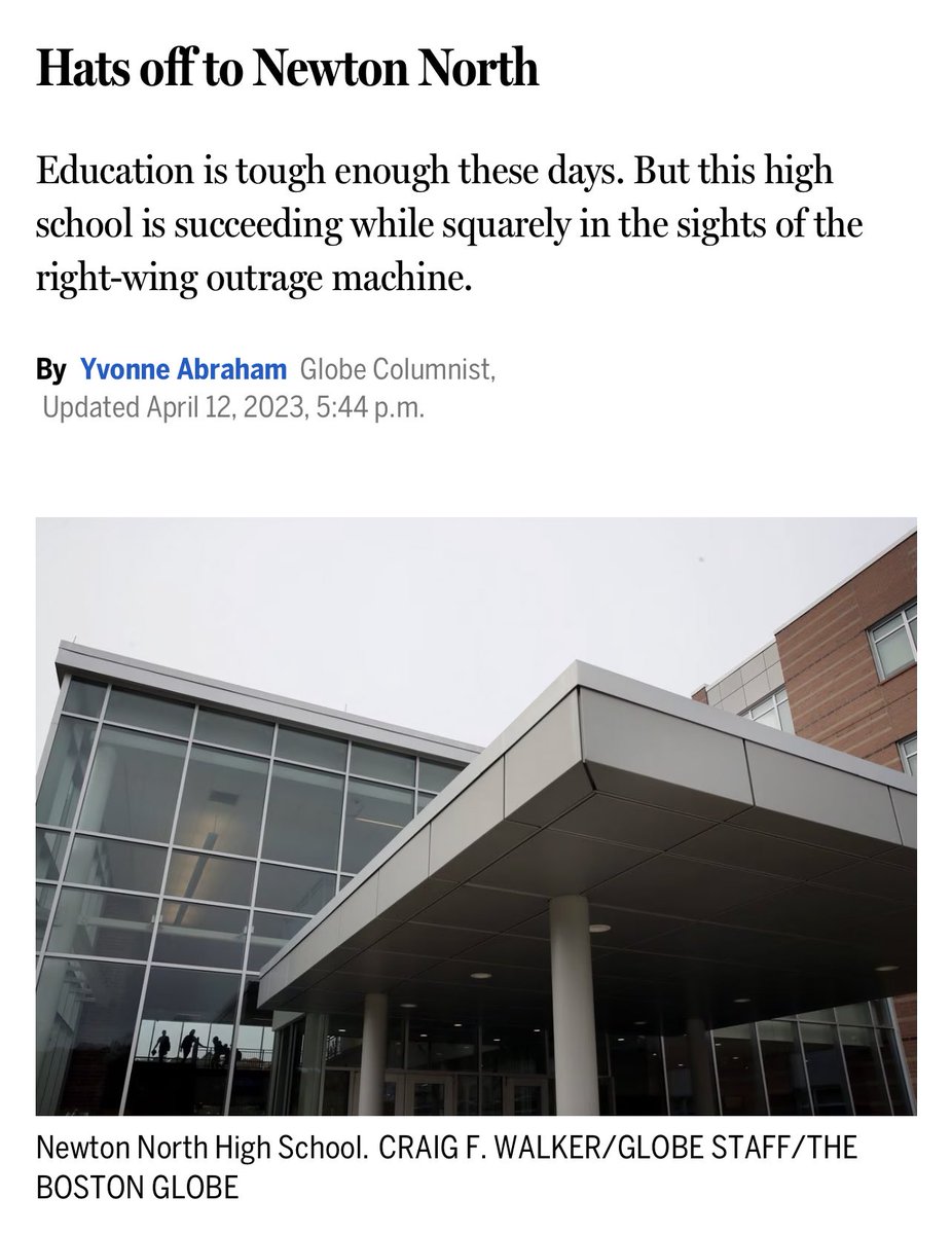 Thanks to @GlobeAbraham @BostonGlobe for highlighting the amazing work of our students, educators and community. North is a special school. Honored to be a part of this incredible school community.

bostonglobe.com/2023/04/12/met…

#equity and #excellence

#msaachat #DEI #education