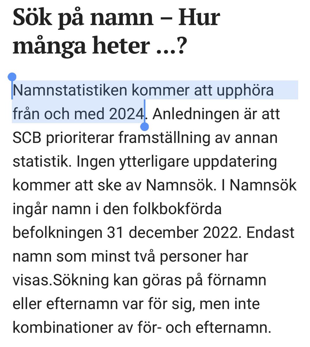 Neeeeej! Varför? Typ enda grejen jag använder SCB för, kom igen! 

scb.se/hitta-statisti…