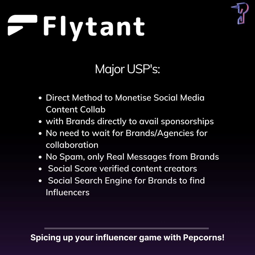 🚨FLYTANT live on Pepcorns🚨
Know top USP’s of flytant !
Invest in flytant Today‼️
(link in bio)

#flytant #pepcorns #influencerdigital #influencers #influencermarketing #influencerlife #investment #startupinvestor #startupinvestment