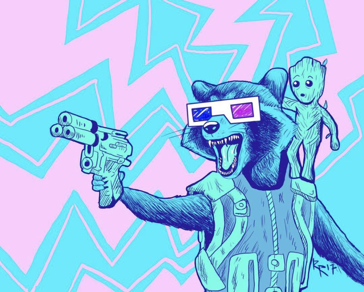 racobell's tweet photo. Crazy how I started my 20s with the the #GuardiansOfTheGalaxy and imma be ending my 20s w them too 💜 Here's some fan art I made of the #gotg through the years https://t.co/30jEkSBib0