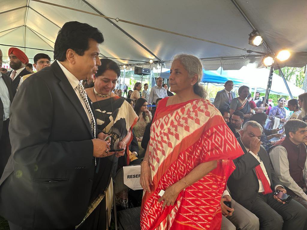 hollywoodcurry's tweet photo. .@DrVGPrabhakarUS , President #AMEC USA &amp; Chairman GSA Global Eye Magazine Meeting India’s Finance Minister .@nsitharaman at India House , residence of (.@IndianEmbassyUS) India’s Ambassador to USA .@SandhuTaranjitS at Washington DC: .@nsitharamanoffc .@FinMinIndia https://t.co/RL04Y9K3FT