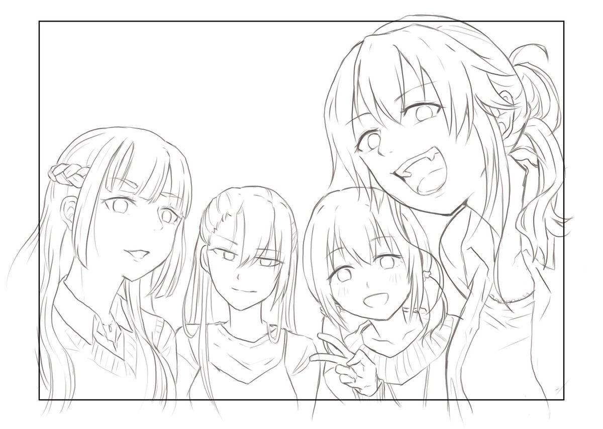 自撮り妙高型(下書き)
背景桜にする予定だったけど時期が…
 #毎週何か描くcasca 