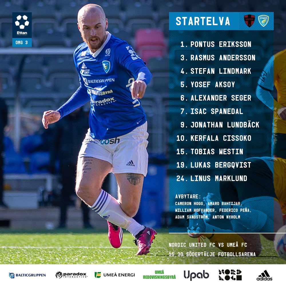 UmeaFC's tweet photo. Startelvan mot Nordic FC! 📋

#NFCUFC #FörUmeå https://t.co/U0TWU4rqjf