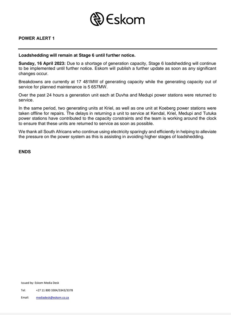 Eskom Hld SOC Ltd tweet media