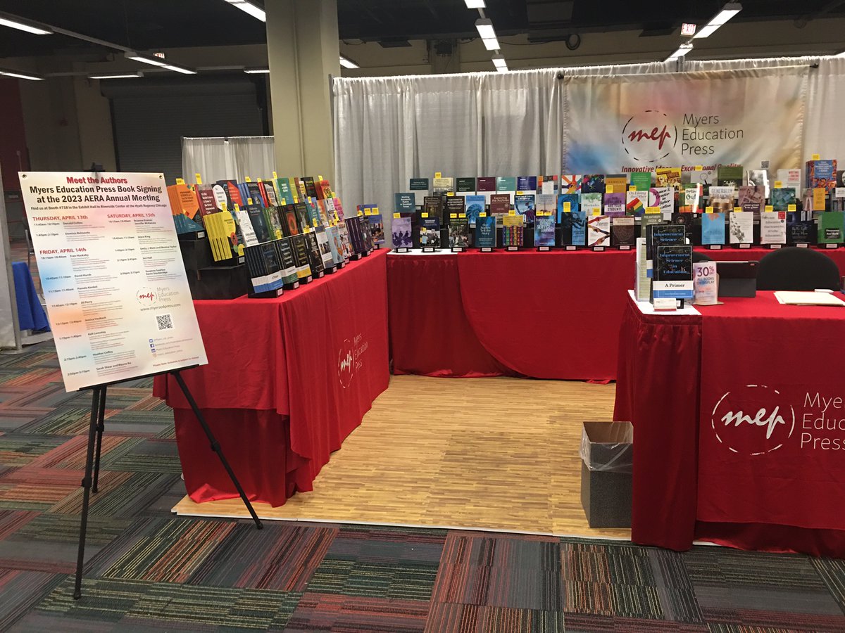 It's our last day in the Exhibit Hall at the #AERA23 meeting! Be sure to come by our booth before 2:00PM on Sunday to get 30% off ALL titles. Find us at Booth #718 Hyatt Regency Chicago--Riverside Center. #education #awardwinning