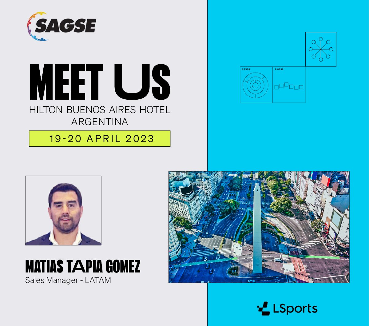 Hi there, sportsbook operators! Want to learn how to improve your business and gain an edge in the competitive sports betting market?
We'll be waiting for you at @sagselatam!
Schedule a meeting with our Sales Manager in LatAm >> matias.g@lsports.eu
#ESAHORA #WEARELATAM #SAGSE2023